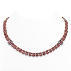37.23 ctw Tourmaline & Diamond Necklace 14K Rose Gold