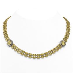 31.61 ctw Citrine & Diamond Necklace 14K Yellow Gold