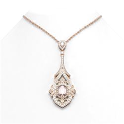 9.44 ctw Morganite & Diamond Necklace 18K Rose Gold