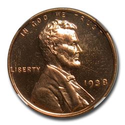 1938 Lincoln Cent PF-64 Cameo NGC (Red)
