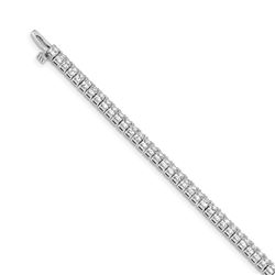 14k White Gold 2.25 mm 5ct Diamond Tennis Bracelet - 7 in.