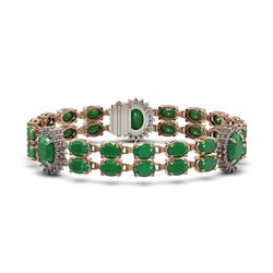 34.17 ctw Emerald & Diamond Bracelet 14K Rose Gold