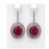 Image 1 : 9.12 ctw Ruby & Diamond Earrings 18K White Gold
