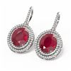 Image 3 : 9.12 ctw Ruby & Diamond Earrings 18K White Gold