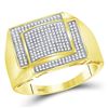 Image 1 : 10kt Yellow Gold Mens Round Diamond Square Cluster Ring 1/2 Cttw