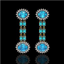9.85 ctw Swiss Topaz & Diamond Earrings 14K Yellow Gold