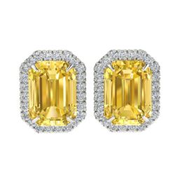 8.40 ctw Citrine & Micro Pave VS/SI Diamond Earrings 18k White Gold
