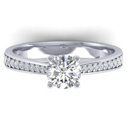 1.01 ctw Certified VS/SI Diamond Art Deco Ring 14k White Gold