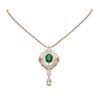 Image 1 : 5.6 ctw Emerald & Diamond Necklace 18K Rose Gold