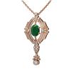 Image 3 : 5.6 ctw Emerald & Diamond Necklace 18K Rose Gold