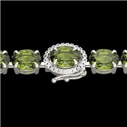27 ctw Green Tourmaline & VS/SI Diamond Micro Bracelet 14k White Gold