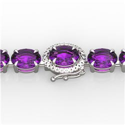 29 ctw Amethyst & VS/SI Diamond Micro Pave Bracelet 14k White Gold