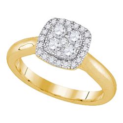 14kt Yellow Gold Womens Round Diamond Cluster Bridal Wedding Engagement Ring 1/2 Cttw