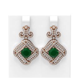 7.51 ctw Emerald & Diamond Earrings 18K Rose Gold