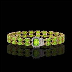 16.92 ctw Peridot & Diamond Bracelet 14K Yellow Gold