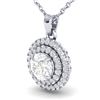 Image 2 : 1 ctw Micro Pave VS/SI Diamond Solitaire NECKALCE Halo 18k White Gold