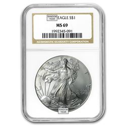 1986-Current Silver Eagle MS-69 NGC/PCGS (Random Year, Spotted)