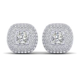 2 ctw Princess VS/SI Diamond Art Deco Micro Earrings 14k White Gold