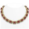 Image 1 : 137.65 ctw Certified Ruby & Diamond Victorian Necklace 14K Yellow Gold
