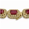 Image 3 : 137.65 ctw Certified Ruby & Diamond Victorian Necklace 14K Yellow Gold