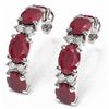 Image 3 : 9.69 ctw Ruby & Diamond Earrings 18K White Gold