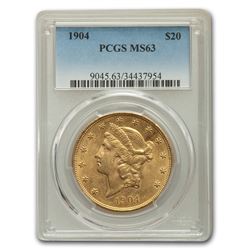 1904 $20 Liberty Gold Double Eagle MS-63 PCGS