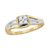 Image 1 : 10kt Yellow Gold Womens Round Diamond Square Cluster Ring 1/4 Cttw