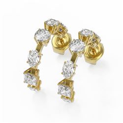 4.2 ctw Mix Cut Diamonds Designer Earrings 18K Yellow Gold