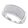 Image 1 : Sterling Silver Mens Round Diamond Band Ring 1/2 Cttw