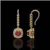 Image 2 : 5.1 ctw Certified Ruby & Diamond Victorian Earrings 14K Yellow Gold