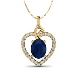 4 ctw Sapphire & VS/SI Diamond Designer Heart Necklace 14k Yellow Gold