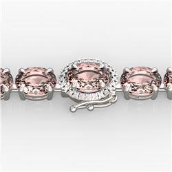 18.25 ctw Morganite & Diamond Eternity Micro Bracelet 14k White Gold