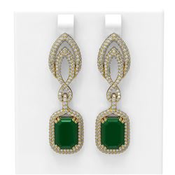 14.72 ctw Emerald & Diamond Earrings 18K Yellow Gold