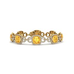 30 ctw Citrine & VS/SI Diamond Certified Bracelet 14K Yellow Gold