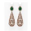 Image 1 : 7.82 ctw Emerald & Diamond Earrings 18K Rose Gold