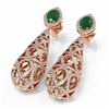 Image 3 : 7.82 ctw Emerald & Diamond Earrings 18K Rose Gold