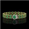 Image 1 : 19.57 ctw Emerald & Diamond Bracelet 14K Yellow Gold