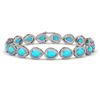 Image 1 : 13.19 ctw Turquoise & Diamond Micro Pave Halo Bracelet 10k White Gold