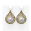 Image 1 : 2 ctw Diamond & Pearl Earrings 18K Yellow Gold