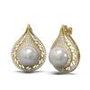 Image 2 : 2 ctw Diamond & Pearl Earrings 18K Yellow Gold