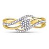 Image 2 : 10kt Yellow Gold Womens Round Diamond Open Strand Cluster Ring 1/6 Cttw