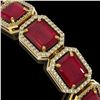 Image 3 : 38.61 ctw Ruby & Diamond Micro Pave Halo Bracelet 10k Yellow Gold