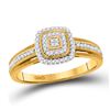 Image 1 : 10kt Yellow Gold Womens Round Diamond Cluster Square Frame Milgrain Ring 1/6 Cttw