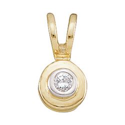 10kt Yellow Gold Womens Round Diamond Solitaire Circle Pendant .03 Cttw