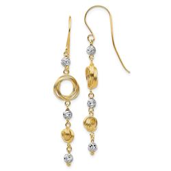 14k Two-tone Diamond-cut Beads & Love Knots Dangle Earrings