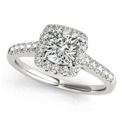 1.45 ctw Certified VS/SI Cushion Diamond Halo Ring 14k White Gold