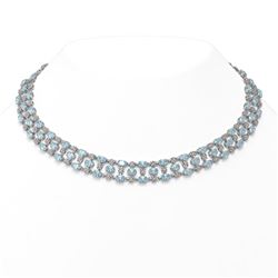 61.73 ctw Sky Topaz & Diamond Necklace 10K White Gold