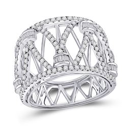 14kt White Gold Womens Round Diamond Modern Fashion Band Ring 1.00 Cttw