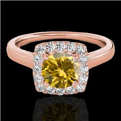 1.37 ctw Certified SI/I Fancy Intense Yellow Diamond Ring 10k Rose Gold