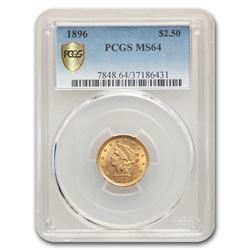 1896 $2.50 Liberty Gold Quarter Eagle MS-64 PCGS